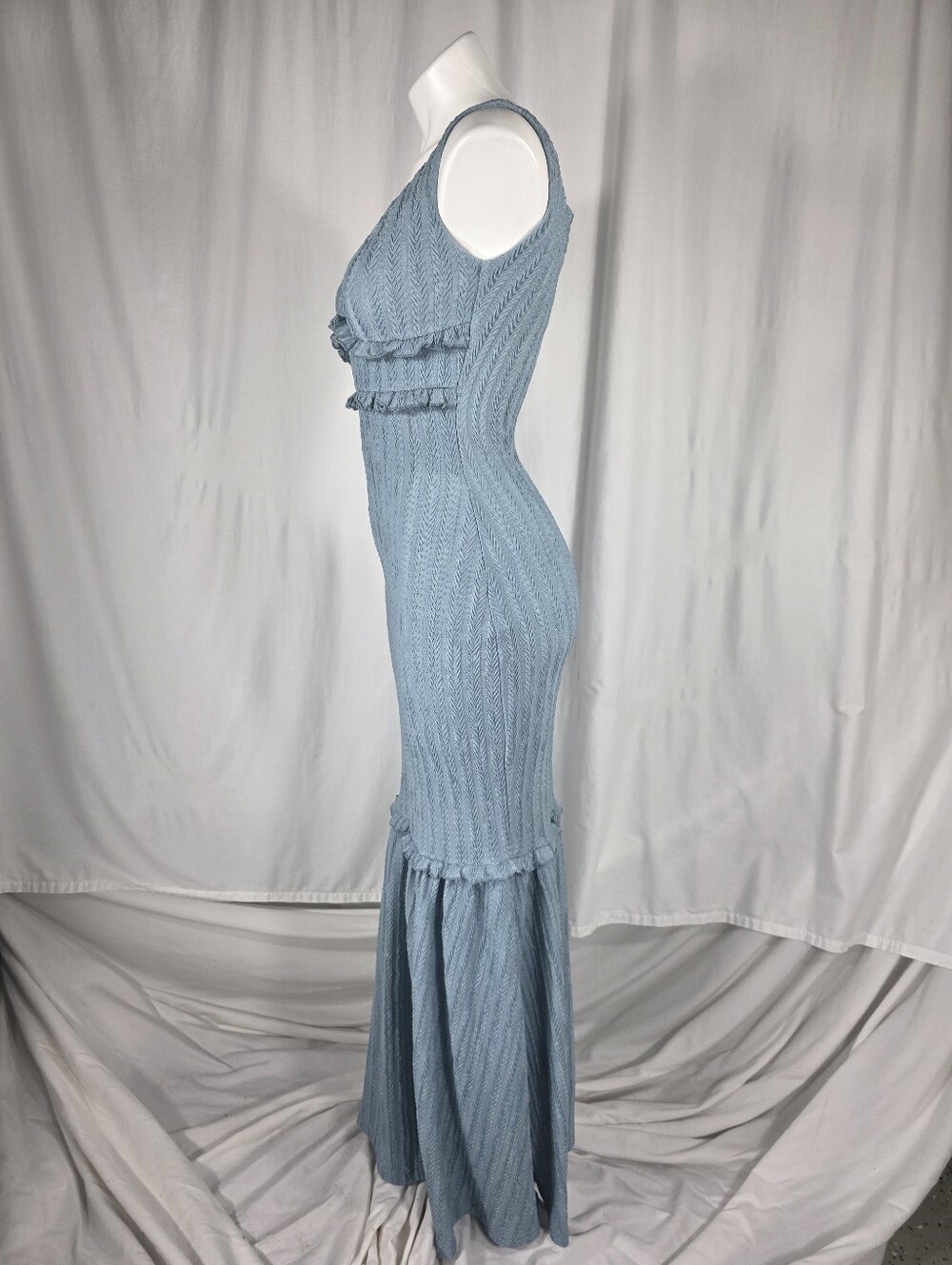 Commense Coastal Periwinkle Blue Romantic Feminine Ruffle Maxi Dress Small NWOT - Picture 6 of 12